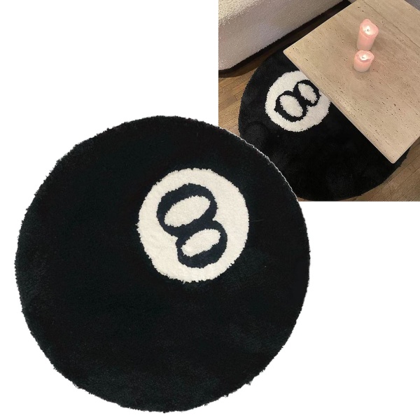 Stue Flocked Tæppe Anti-Skridsikker Sofa Bord Gulvmåtte Snavsbestandig Soveværelse Sengekant Pude Sort 60x60cm