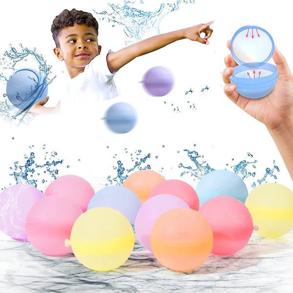 Gjenbrukbare vannbomber (10 stk) selvforseglende silikonvannballer, hurtigfylling, essensielle leker for vannkamp i basseng
