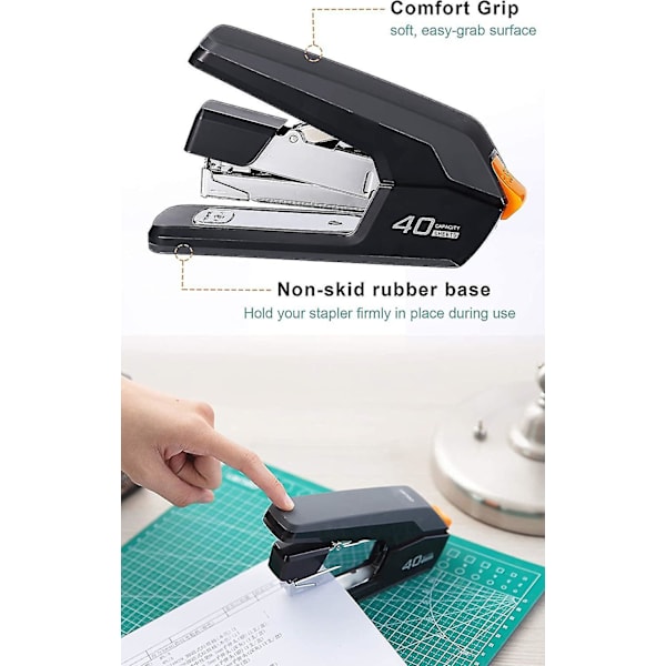 Mheloses Tischheftgerät, 4050 Blatt Kapazität, Ein-Finger-Touch-Heften, Einfach zu laden, Ergonomisches, Robustes Heftgerät, Inklusive 1500 Heftklammern