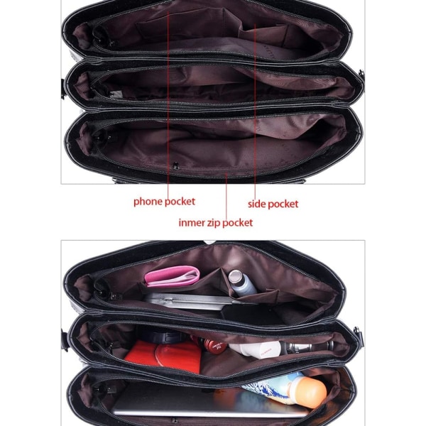 Handväskor för damer Top Handtag Läder Shoulder Crossbody-väskor Dam Tote Messenger Designer-väskor (Burgogne)