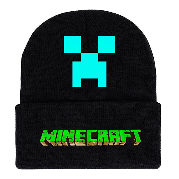 Minecraft Print Strikket Hue Hat Mænd Kvinder Vinter Varm Casual Cap A