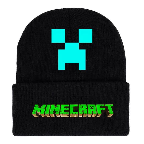 Minecraft Tryckt Stickad Mössa Mössa Herr Dam Vinter Varma Casual Mössa A