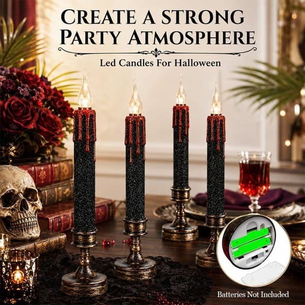 LED Halloween-lys, 4-pak batteridrevne LED Halloween-lys til borddekorationer og festpynt
