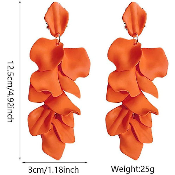 Akryl Rose Kronblad Øreringe Dangle Overdrevne Blomster Øreringe Drop Blomster Kvast Øreringe Orange
