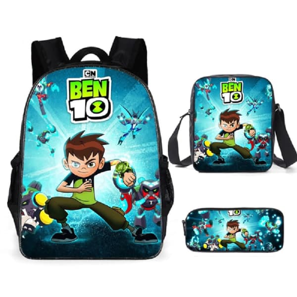 3 kpl 16\" Ben 10 -reppuja lapsille Vihreä 16\" Dark Grey