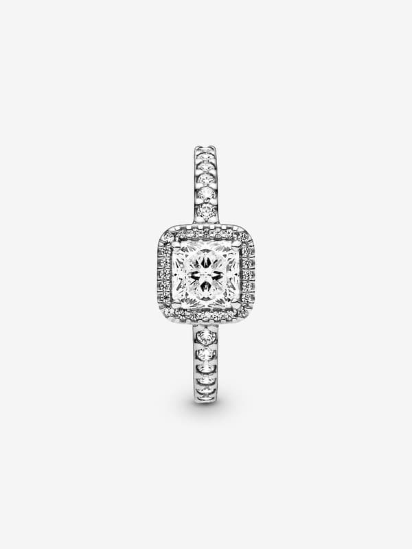 Pandora - Square Sparkle Halo Ring - Sterlingsølv Circumference: 58mm