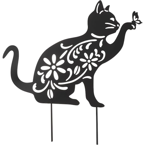 Kissan puutarhakoriste: Musta kissan koriste - Puutarhakissan koriste: Kissan puutarhapatsas: Kasvikoriste Kissan siluetti Puutarhakoriste
