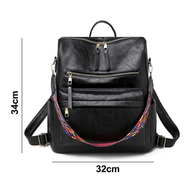 Ryggsäcksväskor för dammode Multifunktionsdesign Handväskor och axelväska Resväska, med färgglad rem black