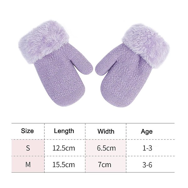 2 par høst- og vinterhansker for barn, sklisikre, varme og kasjmir-strikkede hansker S Beige -  purple