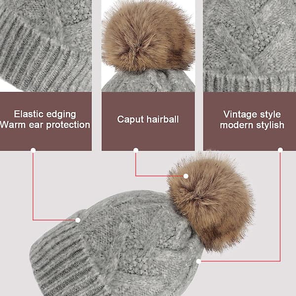 Mössa för kvinnor män vintermössa damer Cuffed Beanies mössa varm mössor röd grey