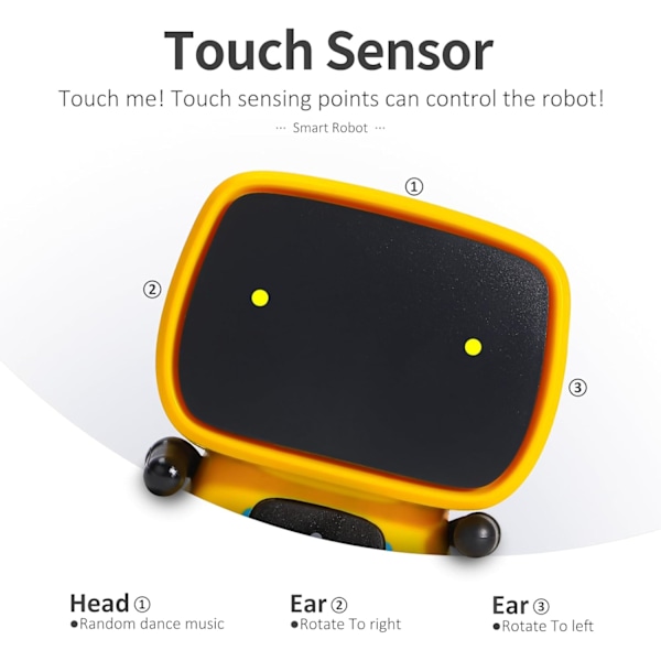 Interaktiva Smarta Robotleksaker, Robotleksaker på Engelska, Röststyrning & Beröringssensor, Dansa & Sjung & Gå, Inspelare & Prata Som Du Yellow