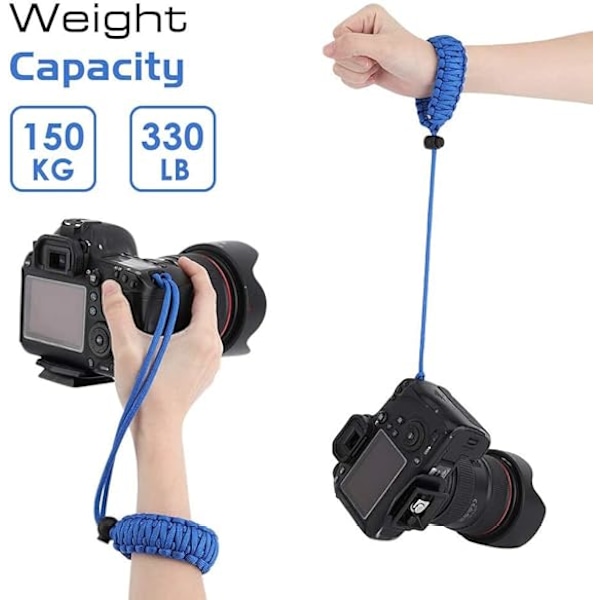 Universell flätad rem för videokamera (2-pack) – Justerbar Paracord bekväm utomhusaktivitet fläkt överlevnad och äventyrsarmband Black & Blue One Size
