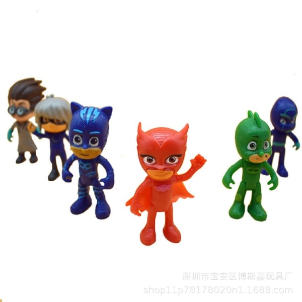 6 stk/sett PJ Masks karakterfigurer leketøy - Perfet A