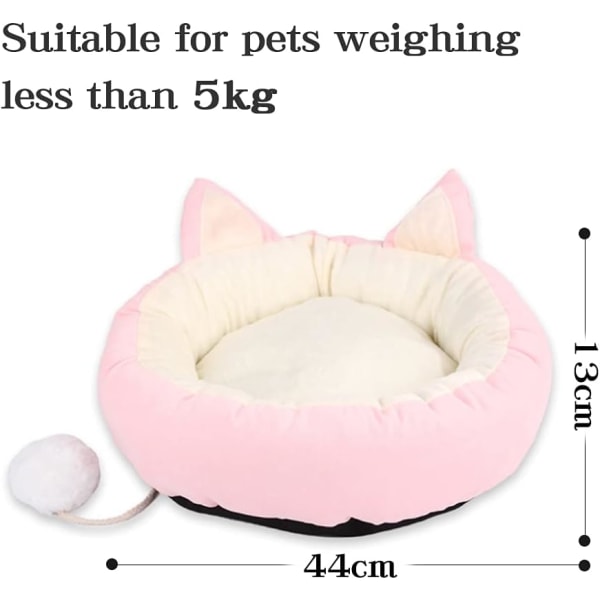 Cat Bed Cat Calming Beds Cat Sleeping Bed with Cat Pom Pom Toy Detachable Washable Fluffy Cat Beds for Indoor Cats-Pink