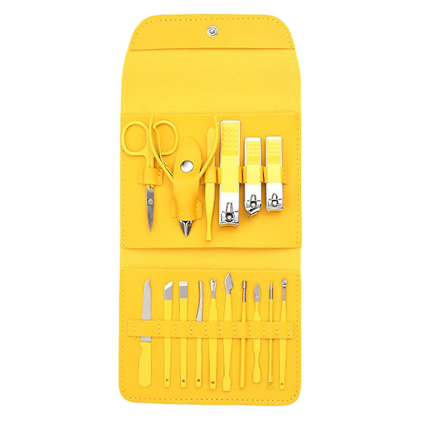 Manikyrset 16 i 1 nagelklippare set, nagelklippare, fingernaglar & tånaglar, manikyrverktyg, pedikyrverktyg, lämplig för resemanikyrset yellow
