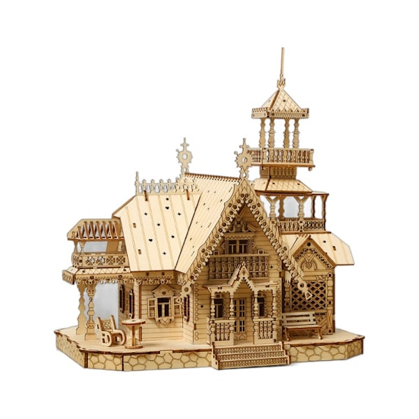 3D-puiset palapelit, opettavaiset tee-se-itse palapelit, retro villa