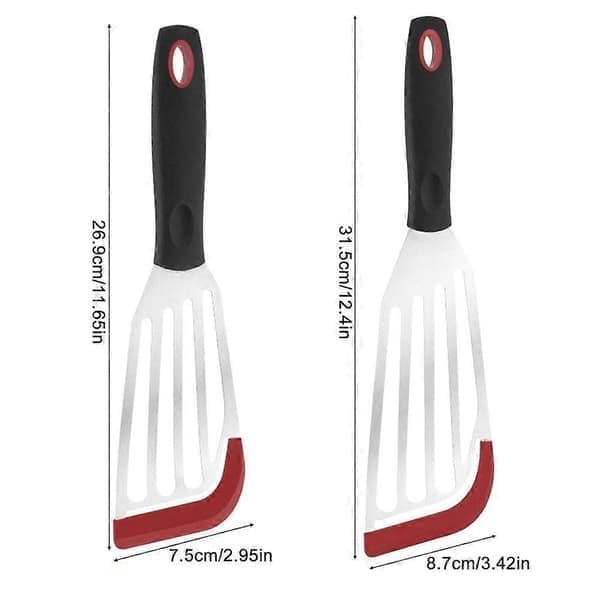 Non-Scratch stekespade, varmebestandig silikontopp i rustfritt stål, stekespade for egg, fisk, pannekaker til non-stick kokekar Small