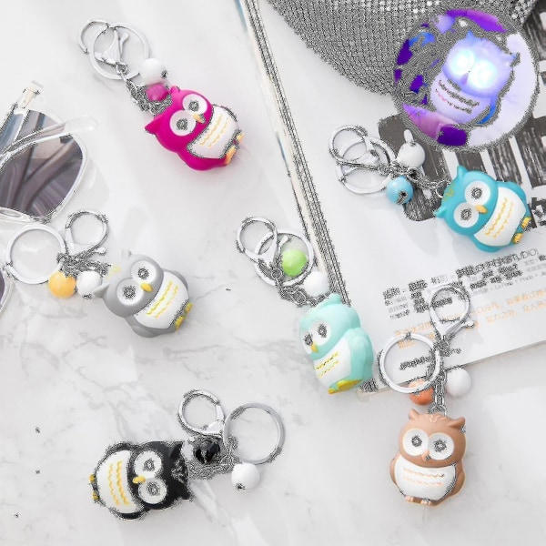 Sinknap Owl Keychain Interesting With Little Bell Built-in Batteries Firmly Fixed Adorable Decorate Abs Sounding Glowing Owl Keychain For Bag