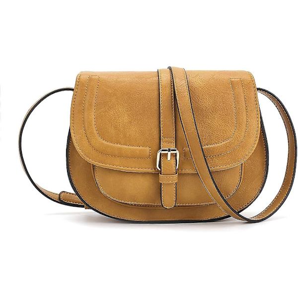 Naisten crossbody-laukku, pieni laukku ja olkalaukku, vintage-satulalaukut, vegaaninahka big yellow