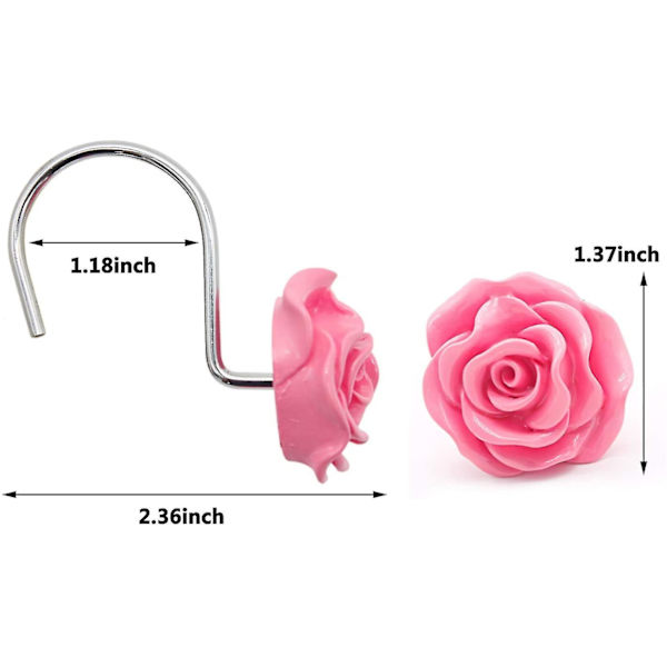 Dhrs 12 stk. Hjemmemode Dekorative Anti Rust Bruseforhængskroge Rose Design Bruseforhæng R(hy)