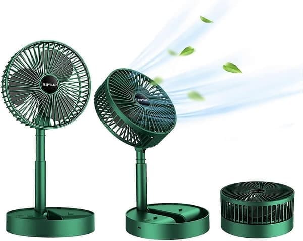 Bordventilator, bærbar ventilator USB genopladelig støjsvag ventilator foldbar ventilator 3 tilstande justerbar hastighed bordventilator