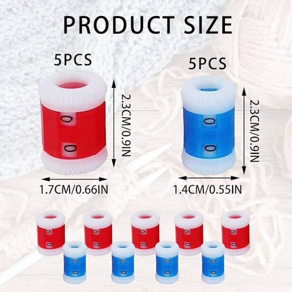 Rækketæller til strikning Bærbar rækketæller Stingmarkør 10 stk. Rækketællere til vævning Strikning Syning Hækling DIY