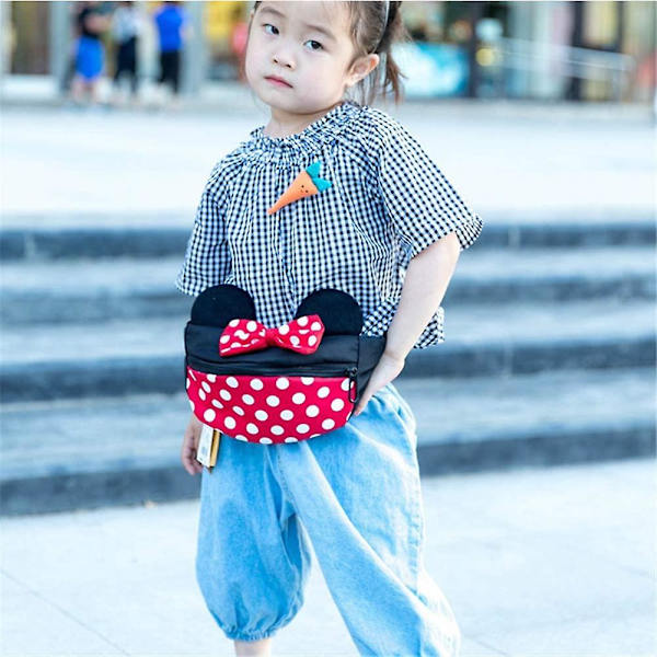 Söt barnväska för små flickor Disney Toddler midjeväska Barnens Minnie Mouse Canvas Baby Fanny Pack