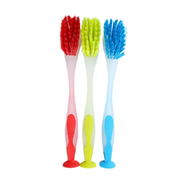 Långt skaft av plast med skrubbsugkopp, hållbara borst, diskborste. Diskborste för kök, 3-pack