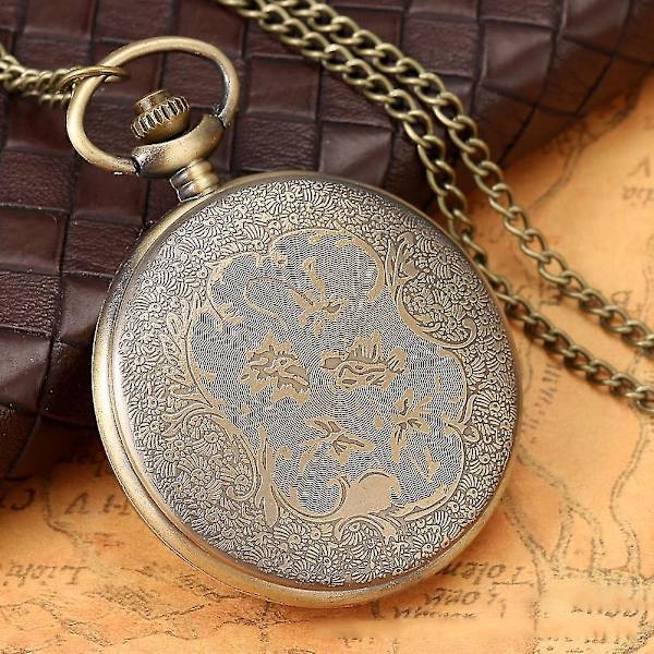 Antik lommeur Assassin's Creed stil romertall halskjede anhengsur Bronze Waist Chain