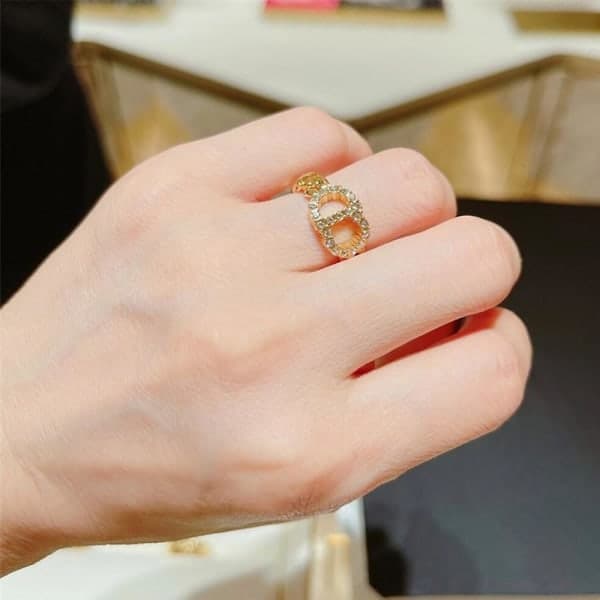 Öppen justerbar CD-bokstavslogotyp inlagd diamantutskuren ring damring ring Betterlifefg