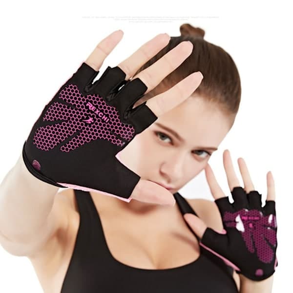 Halvfingerhansker Yoga-hansker pink L