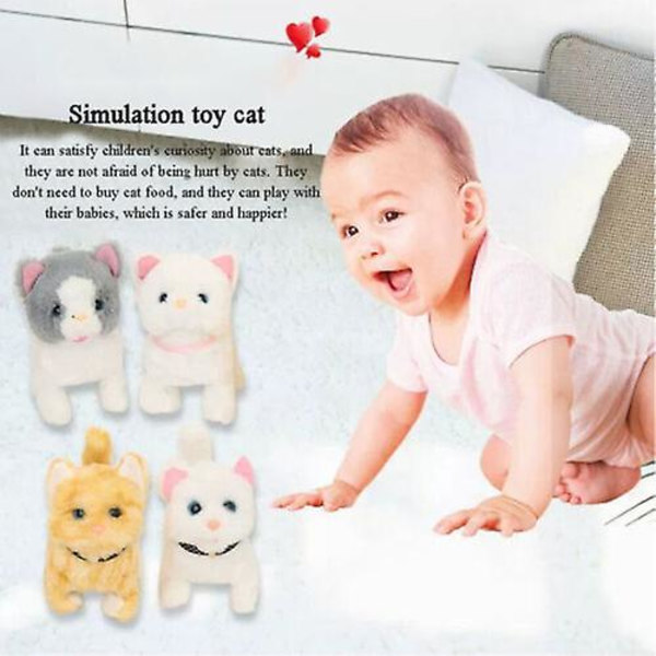 Elektronisk Plushkatt Leksak Gående Mjåv Plushkatt Leksak Fylld Leksak Barnfödelsedagspresent D