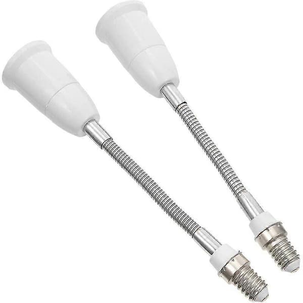 2-pak E14 til E27 pæresokkel forlænger, foldbar pære adapter med skruebase, justerbar, til hjemmet (e14 til E27, 20cm)