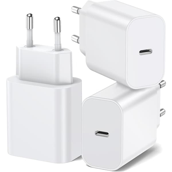 3-pak A-pple 20W USB C Strømadapter Specielt Designet til iPhone USB C-stik med iPhone 16/15/14/13/12 Plus Pro Max Mini