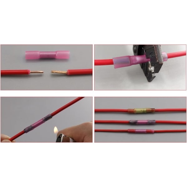 100 st isolerade klämmor, crimpkontakt för crimpning 0,5-1,5 mm rosa