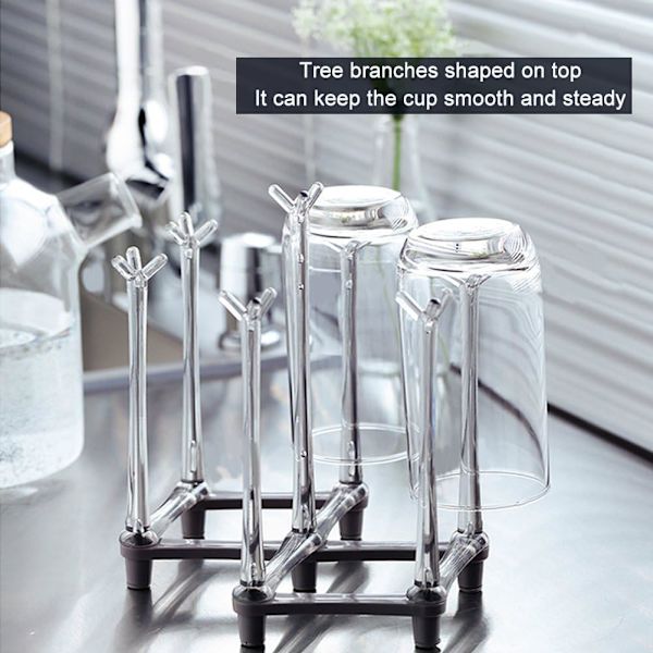 Retractable Cup Drying Rack, Drinking Drying Dranier for Glass Bottle Dishes Plastic Mug Tree with Non-slip Bottom For Kitchen Countertop