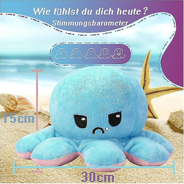 Octupus Mood Bamse Blæksprutte Plys Vend Otopus Xxl Blæksprutte Bamse Flip Gave