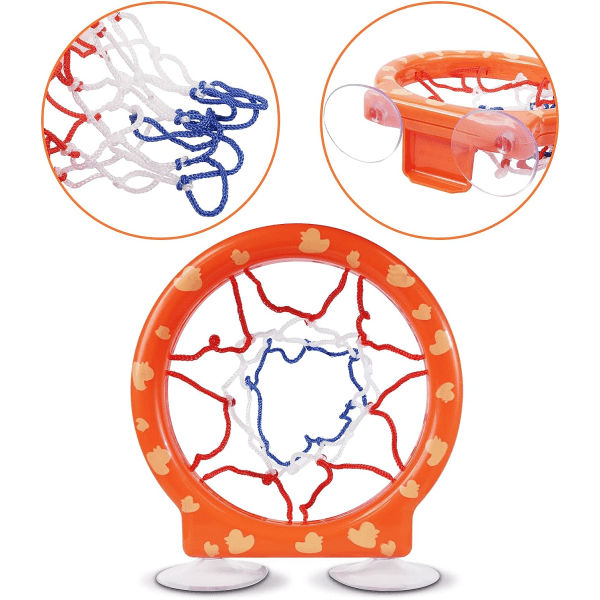 Badleksak Basketkorg & Bollar Set 5 Bollar Ingår, Badleksaker Badkar Basketkorg med Stark Sugkopp, Roliga Badleksaker för Småbarn