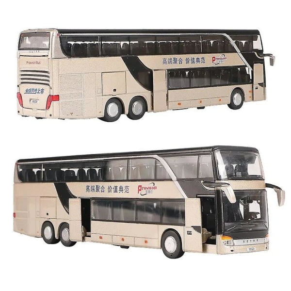 1:50 Setra Bus Legetøjsbil Til Dreng Støbt Metal Model Til Børn Træk Tilbage Miniature Lyd Lys Læringsmæssig Samling Gave Barn Dark Khaki