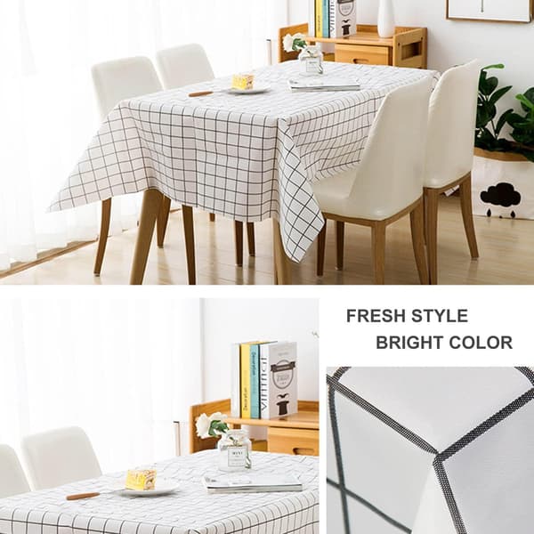137*90cm Rutig PVC Duk Pläd Bordsdukar, Vit Rektangulär Pläd Stil Bordsduk, Fläckresistent, Vattentät, Plastdukar