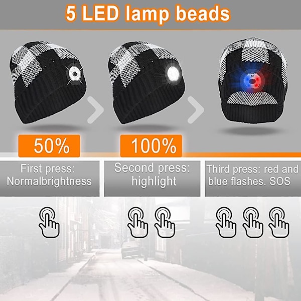 Beaniehatt med Ljus 5 LED