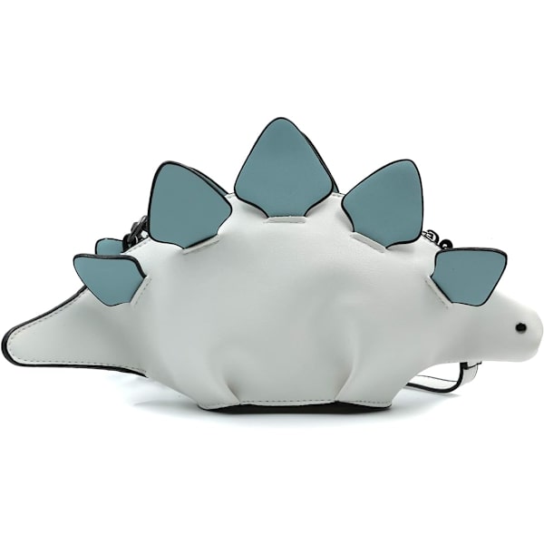 Dinosaurie axelväska, PU Stegosaurus CrossBody väska för flicka kvinnor A-white