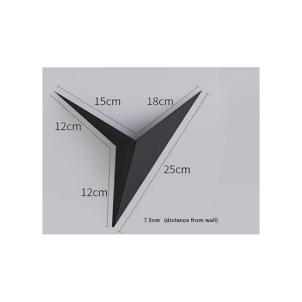 3W LED innervägglampa, kreativ triangulär form svart vägglampa varmvit modern metall