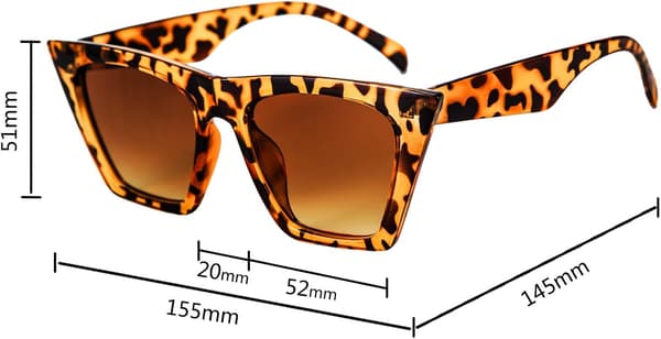 Moderne oversized firkantede cat eye solbriller til kvinder og mænd B2473 Leopard