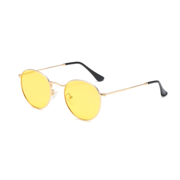 Pyöreät Hippie-lasit Retro Ruusukulta Kehykselliset Aurinkolasit Karkkiväriset Vintage-lasit Ihastuttavat Katu- ja Juhlalasit Teini-ikäisille Tytöille Naisille Yellow