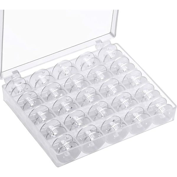 Sewing Machine Bobbins,Plastic Bobbins for Sewing Machine Universal Clear Bobbins with Bobbin Case Sewing Machine Accessories (25 PCS, Transparent)