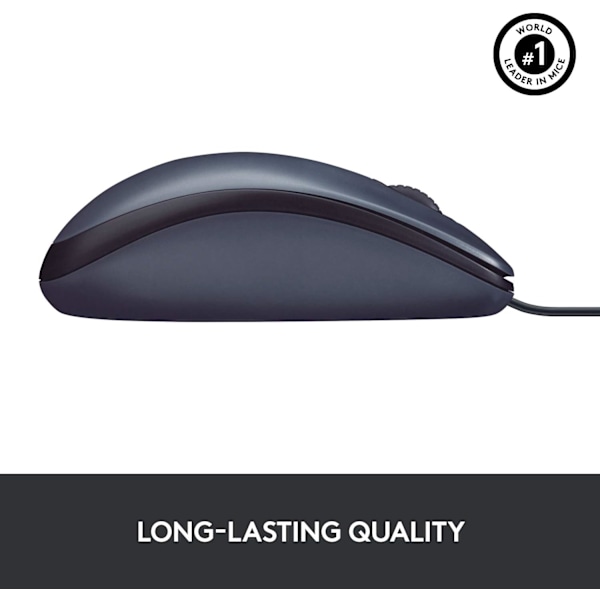 Logitech B100 kablet USB-mus, 3 knapper, optisk sporing, ambidextrous PC / Mac / bærbar computer -