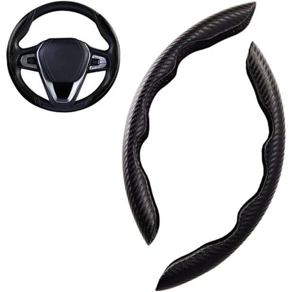 Bilstötskydd, Universal 2 st Kolfiber Anti-halk Bilrattsskydd Anti-halk Plysch Bekväma Rattöverdrag Tillbehör Black