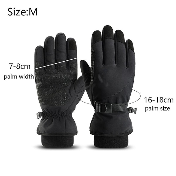 Ski Snow Gloves Winter Warm Thinsulate Waterproof Touchscreen Outdoor Windproof Wind - Black