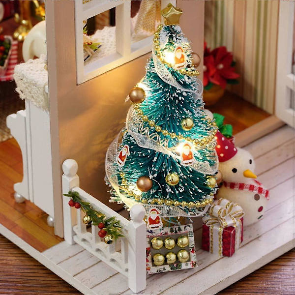 DIY Miniatyyritalo, 3D Puinen Nukkekotipaketti Huonekaluilla ja Musiikilla, LED